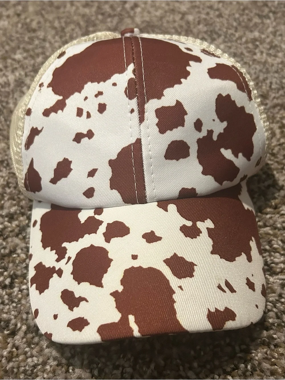 Cowprint Hat in Brown & White